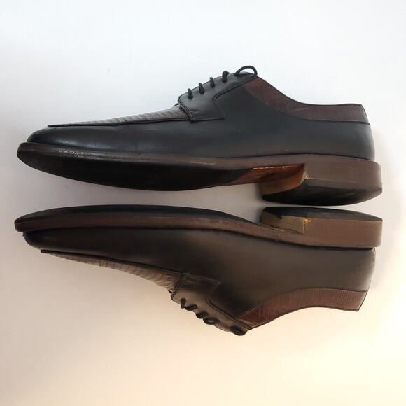 Julio Blanco Mens Brown Black Lizard Leather Handmade Tie Oxfords SZ 12M Spain main image 7
